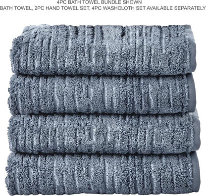 SKL Home CloudSoft 100% Cotton Luxury 4-Piece Bath Towel Set, Smoke Blue | Premium spa-level quality. 600 GSM weight. Ultra plush & absorbent.
