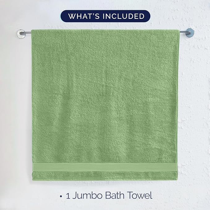 Elegant Comfort Premium Turkish Cotton 1 Piece Jumbo Bath Towel - 35 x 70 inch, Luxurious Hotel Spa Quality 100% Turkish Cotton Large Bath Towel - Highly Absorbent - Soft Bathroom Towel, Sage