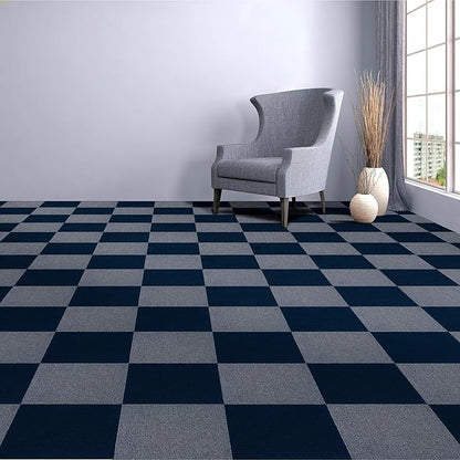 Nexus Self Adhesive 12-Inch Carpet Floor Tiles, 12 Tiles - 12" x 12", Navy Blue - Peel & Stick, DIY Flooring for Kitchen, Dining Room, Bedrooms & Bathrooms by Achim Home Decor