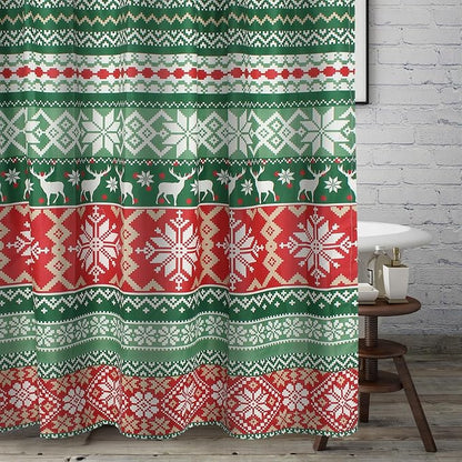 Greenland Home Fashions Fabric Sensations Shower Curtain, Stylish Bathroom Decor, Machine Washable, 72 inches x 72 inches, Fair Isle