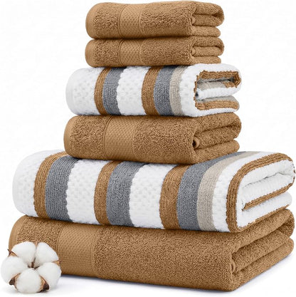 Modern Threads Pax 6-Piece Reversible Yarn Dyed Jacquard Towel Set - Bath Towels, Hand Towels, & Washcloths - Super Absorbent & Quick Dry - 100% Combed Cotton, Mustard