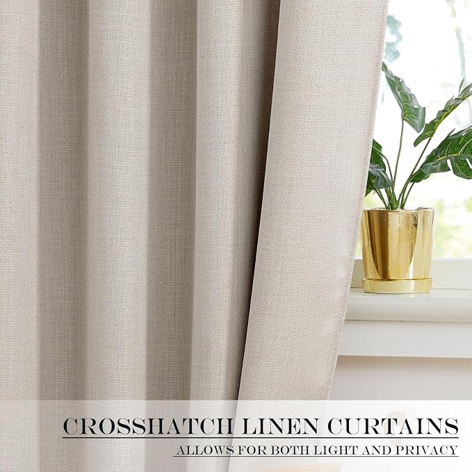 NICETOWN Sidelight Linen Door Curtains - Thermal Insulated Blackout Front Door Curtains for French Small Shade for Side Patio Glass Window, Angora, W25 x L40 inch, 1 Panel