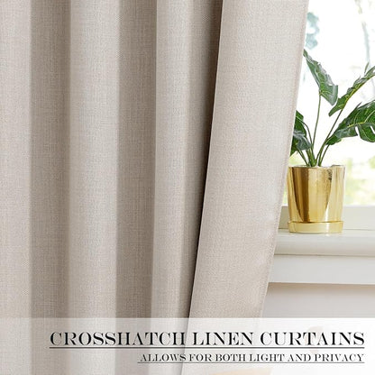 NICETOWN Sidelight Linen Door Curtains - Thermal Insulated Blackout Front Door Curtains for French Small Shade for Side Patio Glass Window, Angora, W25 x L40 inch, 1 Panel