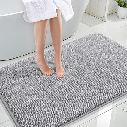 OLANLY Thick Memory Foam Large Bathroom Rug 44x32, Absorbent Bath Mat, Grey | Soft Quick Dry Bath Rugs, Non-Slip Carpet, Machine Washable Mat for Bathroom Floor, Tub and Shower, Home Decor Accessories