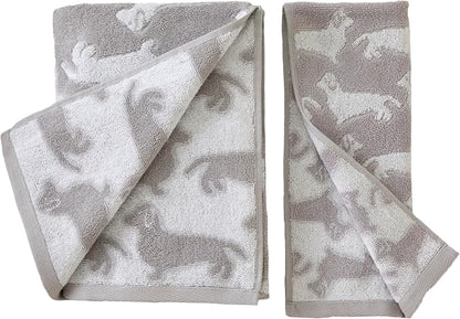 SKL Home by Saturday Knight Ltd. Dog 2 Pc Hand Towel, Gray | 550 GSM weight. Plush & absorbent terry jacquard. For use in the bathroom, kitchen or bar. Great for pet lovers.