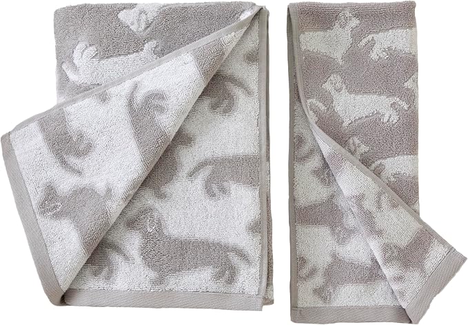 SKL Home Dog Bath Towel, Gray | 550 GSM weight. Plush & absorbent terry jacquard. Great for pet lovers.