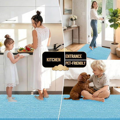OLANLY Thick Chenille Absorbent Bathroom Rugs Mat 36x24, Sky Blue | Soft Bath Rugs, Rubber Backing, Machine Wash Dry, Bath Mats for Bathroom, Tub and Shower, Home Decor Accessories