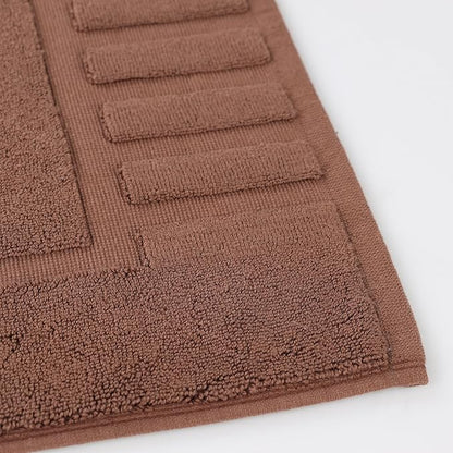 Superior 100% Cotton Bathmat Set, Bath Mats, Bathroom Decor, Shower, Bathtub Essentials, Home Accessories, Washable Rug, No Backing, Heavyweight, Leo Collection, Set of 2, 22" x 35", Brown