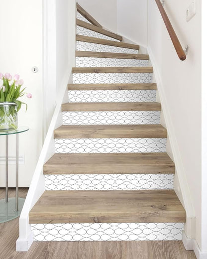 FLFK Stair Riser Decals,Modern Grid Vinyl Sticker for Stairs Decoration,14Pcs 39.3"X7.08"