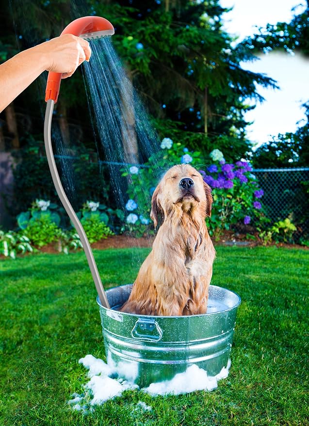 Ivation Portable Outdoor Shower, Battery Powered, Water Pump, Rechargeable | Pumps from any basin, sink, or tub for camping, dog washing, baby bathing, beach rinsing, and gardening; 60-min battery
