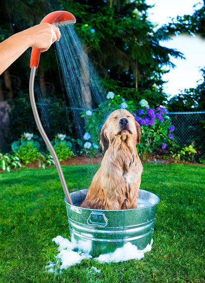 Ivation Portable Outdoor Shower, Battery Powered, Water Pump, Rechargeable | Pumps from any basin, sink, or tub for camping, dog washing, baby bathing, beach rinsing, and gardening; 60-min battery