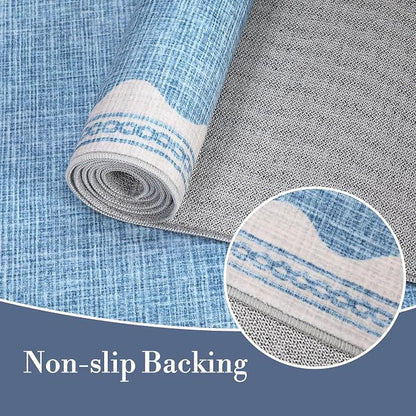 Garvee Modern Bordered Rugs for Living Room 8x10 Large Washable Rug Blue | Non Slip Low Pile Soft Carpet Foldable Non Shedding Stain Resistant Floor Cover for Bedroom Playroom Nursery Office Dorm
