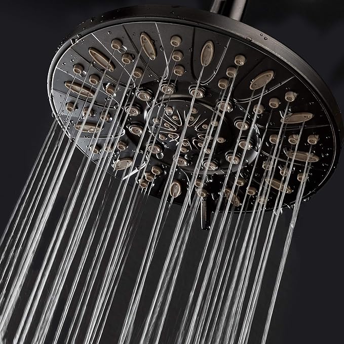 AquaDance OIL RUBBED BRONZE High Pressure 6-Setting 7" Rain Shower Head – Angle Adjustable, Anti-Clog Showerhead Jets, Tool-Free Installation - USA Standard Certified - U.S. Brand | Angle Adjustable with Extra-wide Flow Coverage & High Precision Anti-c...