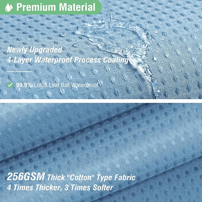 Stall Waffle Shower Curtain 256 GSM Heavy 36"x72" Moonlight Blue | Narrow Half Size, Thick Cloth, Weighted Hem, Water Repellent, Hotel Luxury Polyester Shower Curtain Set for Bathroom 6 Hooks
