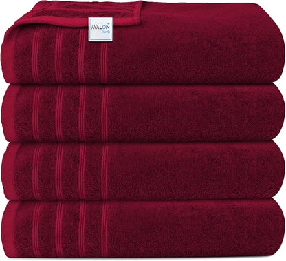Avalon Towels Bath Towels Set of 4, Size 30 x 60 Inches - 60% Cotton, 40% Viscose Made from Bamboo, Soft and Absorbent, Thin and Quick Drying, Lightweight, Perfect for Daily Use