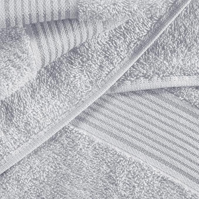 Cotton 2 Pack Oversized Bath Towel Set 28x55 inches, Large Bath Towels, Ultra Absorbant Compact Quickdry & Lightweight Towel, Ideal for Gym Travel Camp Pool - Light Grey