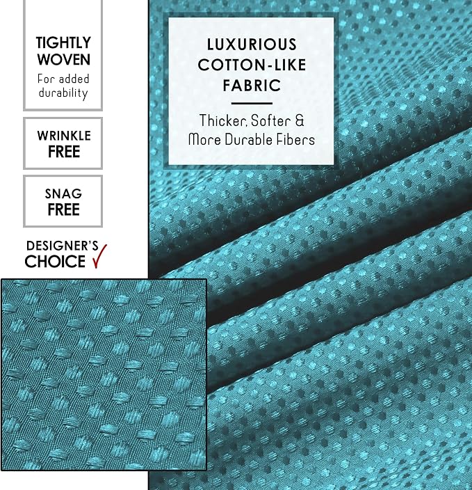 Clara Clark Teal Shower Curtain - Hotel Quality Waffle Fabric Bath Curtain 72x72, Heavy Duty Waterproof Shower Curtains for Bathroom