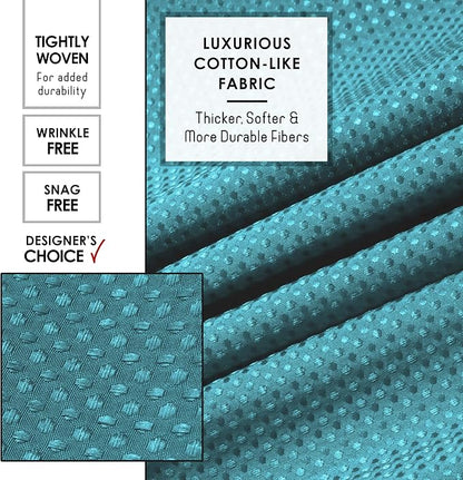 Clara Clark Teal Shower Curtain - Hotel Quality Waffle Fabric Bath Curtain 72x72, Heavy Duty Waterproof Shower Curtains for Bathroom