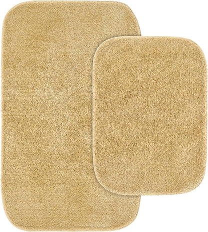Garland Rug Traditional Nylon Washable Linen 2 Bath Rugs (17" X 24", 21" X 34") - Soft, Absorbent, And Stylish for Your Bathroom