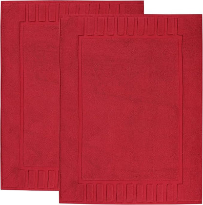 Superior 100% Cotton Bathmat Set, Bath Mat, Bathroom Decor, Shower, Bathtub Essentials, Home Accessories, Washable Rug, Absorbent, Quick Dry, Leo Collection, Set of 2, 22" x 35", Cranberry