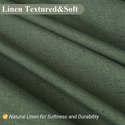 Olive Green Shower Curtain 96 inches Long, Linen Rustic Weighted Fabric Shower Curtain Set with Hooks, Bohemian Country Thick Bath Curtains for Bathroom,72x96