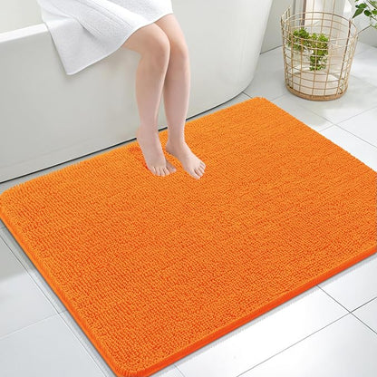 OLANLY Large Bathroom Rugs 40x32, Extra Soft Absorbent Chenille Bath Rugs | Orange, Quick-Drying Rubber Backing, Machine Washable Bath Mat for Bathroom Floor, Tub and Shower, Home Decor Accessories