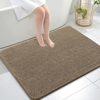 OLANLY Large Bathroom Rugs 40x32, Extra Soft Absorbent Chenille Bath Rugs | Tan, Quick-Drying Rubber Backing, Machine Washable Bath Mat for Bathroom Floor, Tub and Shower, Home Decor Accessories