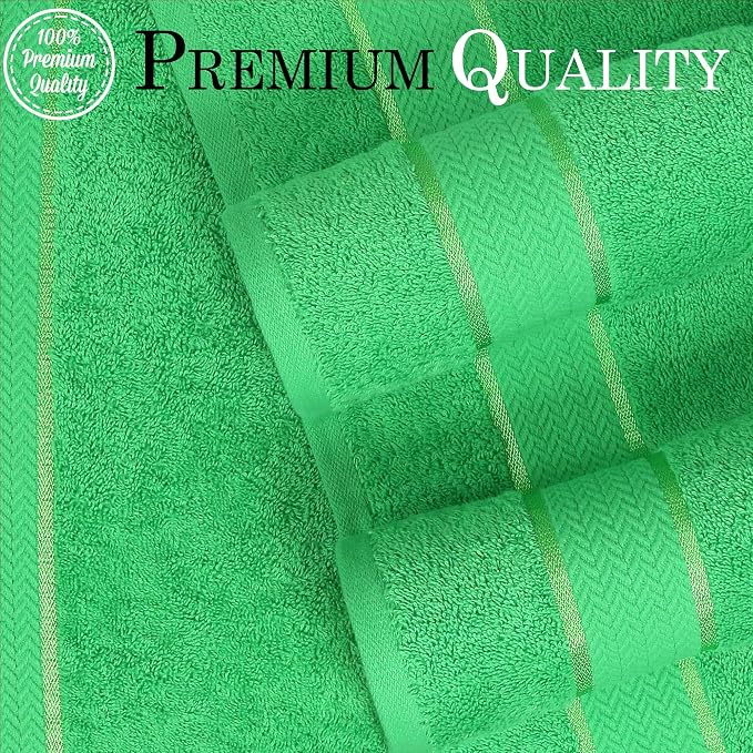 6 Piece 100% Cotton Bath Towel Set - 2 Bath - 2 Hand - 2 Face, Green | 100% Cotton • Thick & Plush • Hotel Quality • Ultra Soft • Highly Absorbent • Quick Dry • Low Lint • Machine Washable
