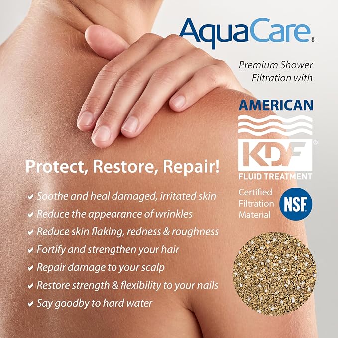AquaCare 4X 10-Mode High Pressure Hand Shower w/Filter & 2-mode Power Wash | Filters Chlorine & Toxins, Softens Hard Water for Healthy Skin & Hair. Handheld Power Head Cleans Tub, Tile & Pets / Nickel