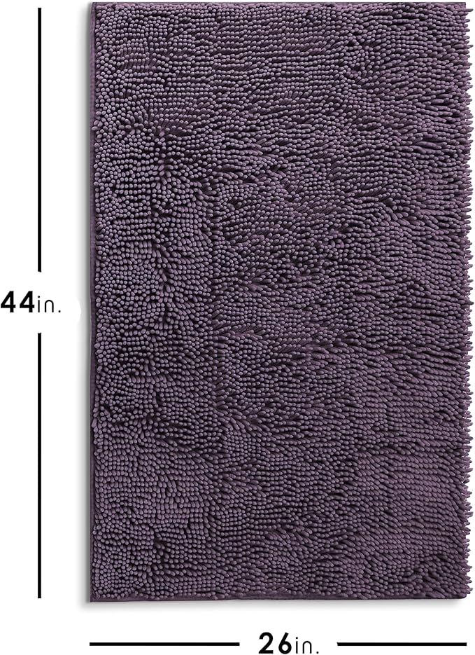 Hearth & Harbor Bathroom Rugs, Chenille Bath Mat - Machine Washable Bath Mats for Bathroom Non-Slip Backing Rubber, Quick Dry Bathroom Mat