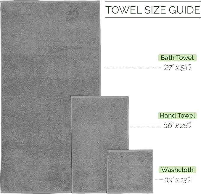 Elegant Comfort 100% Turkish Cotton Corduroy Ribbed Luxury Bath Towels 6-Piece Set, Premium Feel - Quick Dry, Highly Absorbent, Contains 2 Bath Towels, 2 Hand Towels, and 2 Washcloths, Gray