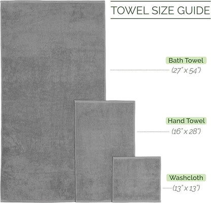 Elegant Comfort 100% Turkish Cotton Corduroy Ribbed Luxury Bath Towels 6-Piece Set, Premium Feel - Quick Dry, Highly Absorbent, Contains 2 Bath Towels, 2 Hand Towels, and 2 Washcloths, Gray