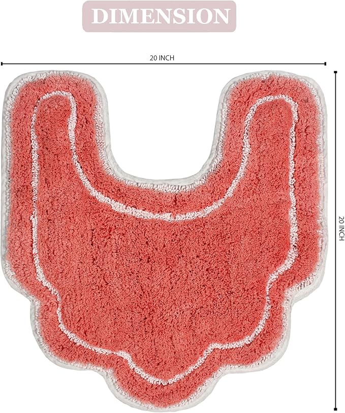 Home Weavers Allure Collection s U Shaped,Extra Thick, Non-Slip Contour Mat for Bathroom,100% Cotton Soft, Absorbent Water, Machine Washable, 20 Inch U Shaped Rug, Coral