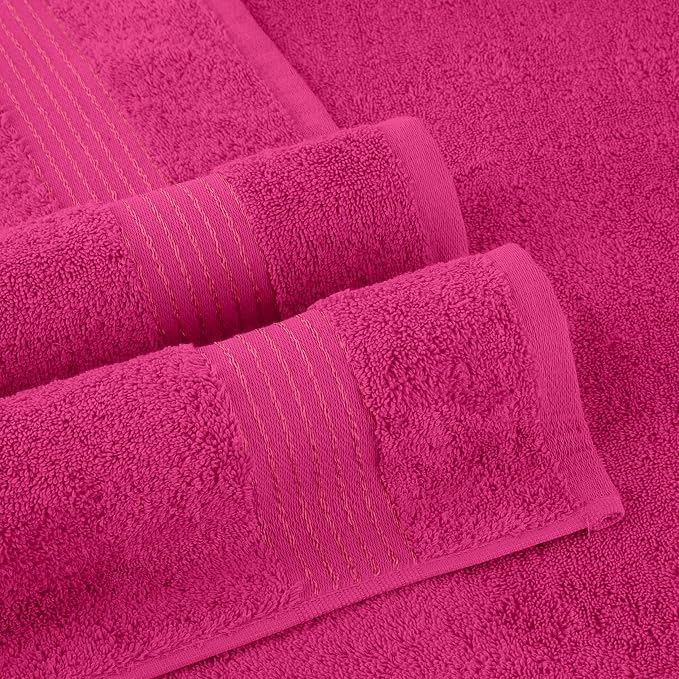 Elegant Comfort Premium Turkish Cotton 6 Pack Washcloths Set - 13 x 13 inch, Luxurious Hotel Spa Quality 100% Turkish Cotton 6PC Washcloth Set - Highly Absorbent - Soft Bathroom Towels, Hot Pink