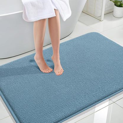 OLANLY Memory Foam Large Bathroom Rugs 47x32, Absorbent Bath Mat, Airy Blue | Soft Quick Dry Bath Rugs, Non-Slip Carpet, Machine Washable Mat for Bathroom Floor, Tub and Shower, Home Decor Accessories
