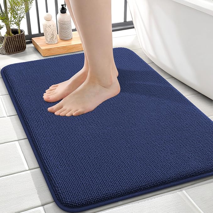 OLANLY Thick Memory Foam Small Bathroom Rugs Mats 24x16, Twilight Sapphire | Soft Quick Dry Bath Rugs, Non-Slip, Absorbent Machine Washable Mat for Bathroom Floor, Tub and Shower, Home Decor Accessories