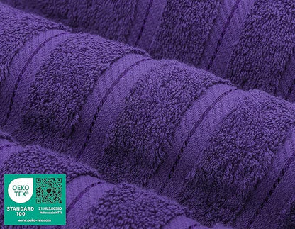 American Soft Linen Luxury 6 Piece Towel Set, 2 Bath Towels 2 Hand Towel 2 Washcloths, 600 GSM 100% Cotton Turkish Towels for Bathroom, Purple Towel Sets