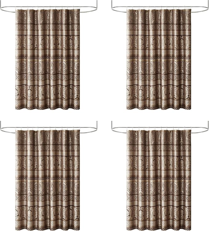 Madison Park Bellagio Taupe Shower Curtain, Transitional Shower Curtains for Bathroom, 72 X 72, Beige (Pack of 4)