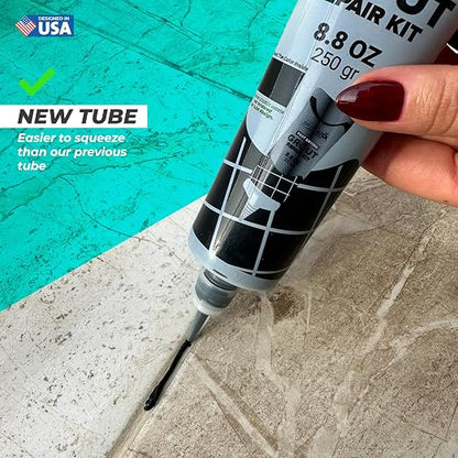 Premixed Tile Grout Repair - Black 2-Pack (17.6oz/500g) | Acrylic sanded formula, for bathroom shower kitchen tile, water-resistant, 24-hour cure, 58 sq ft, value 2-pack