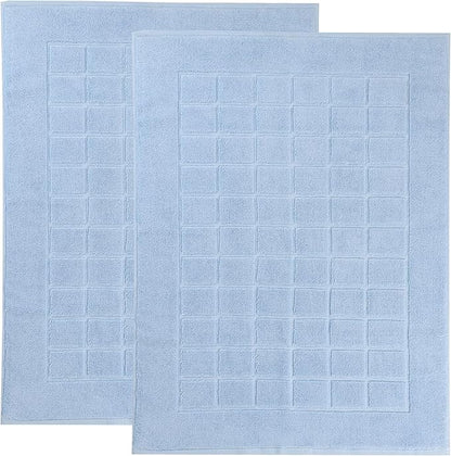 Superior 100% Cotton Bathmat Set, Bath Mats, Bathroom Decor, Shower, Bathtub Essentials, Home Accessories, Small Washable Rug, No Backing, Heavyweight, Nora Collection, Set of 2, 22" x 35", Light Blue