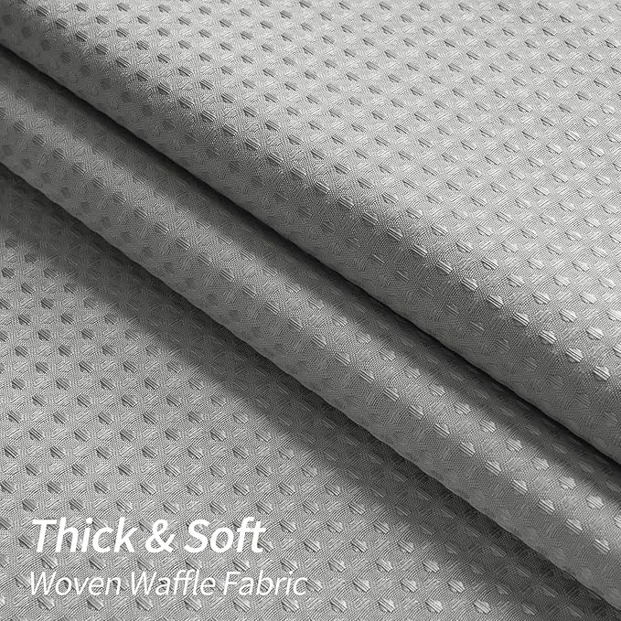 MitoVilla Grey Waffle Heavy Fabric Shower Curtains, Waffle Weave Weighted Hotel Cloth Shower Curtain for Modern Neutral Bathroom Decor, Waterproof & Wrinkle Resistant, 72 x 72