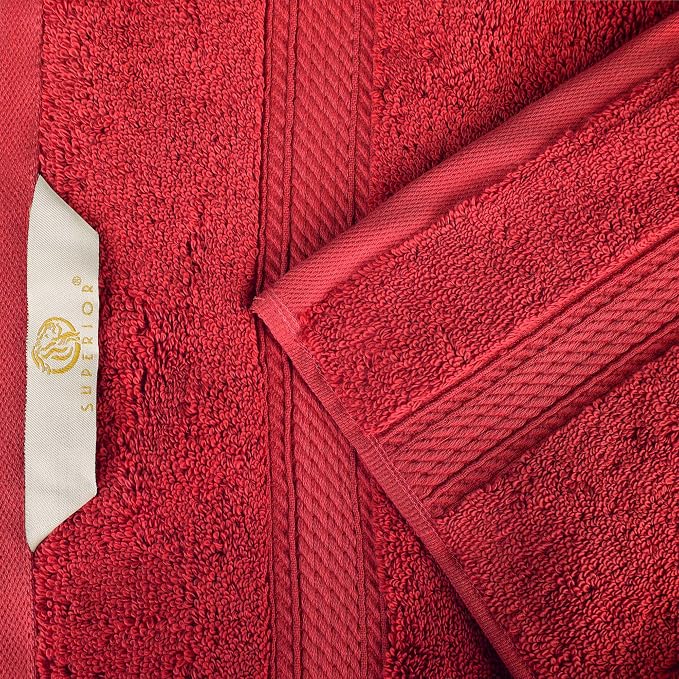 SUPERIOR Egyptian Cotton Pile Heavyweight Bath Sheet, 2 Piece Set, Red | Highly Absorbent, Ultra Soft Luxury 800 GSM Towel Set for Bathroom, Shower, Hotel Essentials Oversize Plush Madeline Towels