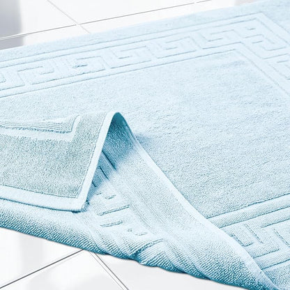 Superior Heavyweight Cotton Bath Mats, Bath Rugs For Bathroom Accessories, Washable Rug For Shower, Toilet, Modern Decor, No Backing, Luxury Hotel And Spa Quality, Set of 2, 22" x 35", Light Blue