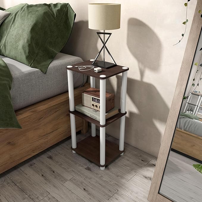 Homes: Inside + Out Apexa Modern 3-Tier Narrow Shelving Units, Collectibles Display Shelves, Easy Assembly Standing Shelf, Home Storage Organizer for Living Room, Bedroom, Office, Espresso