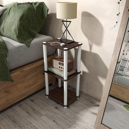 Homes: Inside + Out Apexa Modern 3-Tier Narrow Shelving Units, Collectibles Display Shelves, Easy Assembly Standing Shelf, Home Storage Organizer for Living Room, Bedroom, Office, Espresso