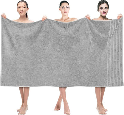 American Soft Linen 35x70 Jumbo Large Bath Towel, 600 GSM 100% Cotton Turkish Bath Sheet, Oversized Luxury Bath Towel for Bathroom Beach and Pool, Light Grey