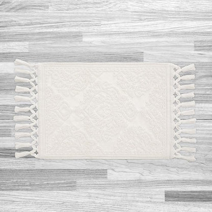 Jean Pierre - Ricardo Bath Mat, Woven Fringe Bathroom Rugs, 100% Cotton, Premium Bathroom Decor - Measures 27" x 52" - Ivory