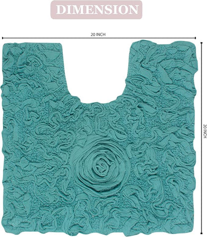 Home Weavers Bell Flower Collection 100% Cotton Tufted Bath Rugs, Extra Soft and Absorbent Bath Rugs, Non-Slip Bath Mats, Machine Washable, Bath Mats for Bathroom Floor, 20"x20" Contour, Turquoise