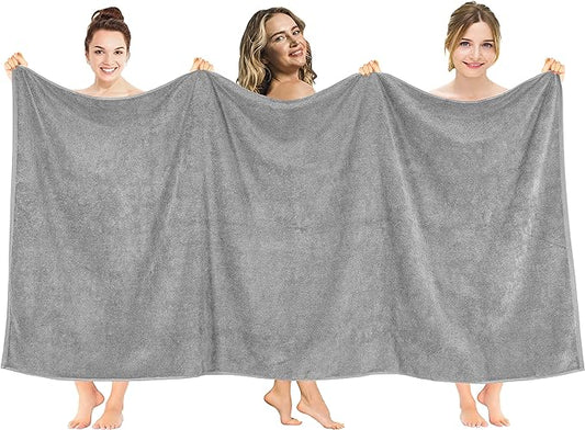 American Soft Linen 100% Cotton 600 GSM Turkish 40x80 Oversized Bath Towel Sheet, Extra Large Adult Towels for Bathroom, Light Grey Bath Sheet
