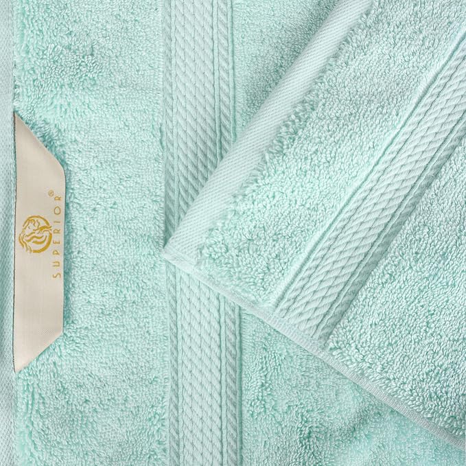 SUPERIOR Egyptian Cotton Ultra Plush & Absorbent, 8 Piece Set, Sea Foam | Quick Dry, Soft Luxury Towel Set, Bath Essentials, Guest Bath, Spa, 2 Bath, 2 Hand, 4 Face Towels, Madeline Towels